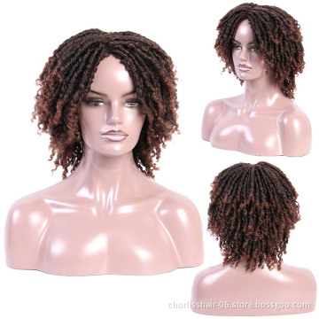 Wholesale Cheap Black Ombre Afro Dreadlocks Wigs For Black Women Curly Braids Heat Resistance Faux Locs Synthetic Hair Wigs